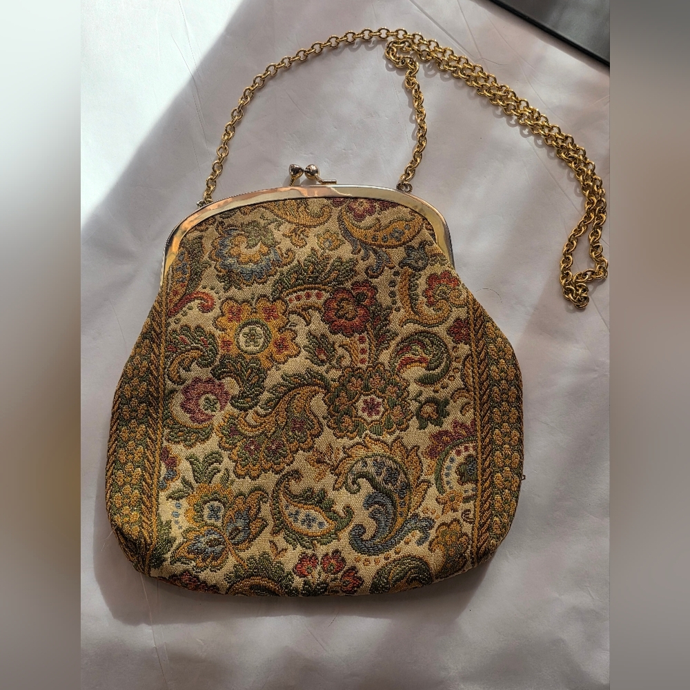 Vintage Walborg Floral Tapestry Handbag Made In Italy